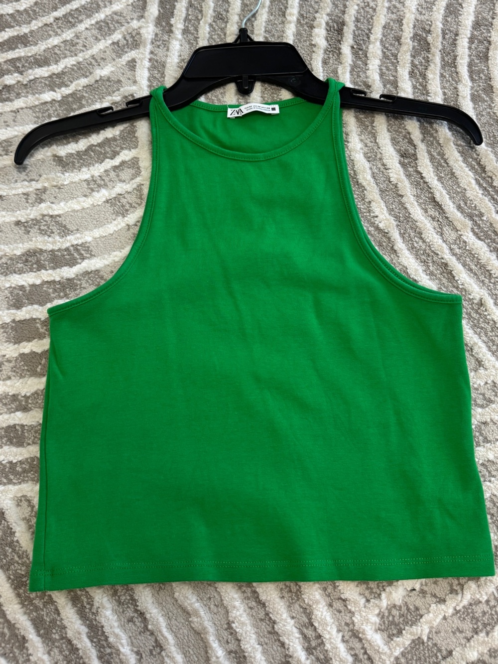 Zara green cotton blend tank top